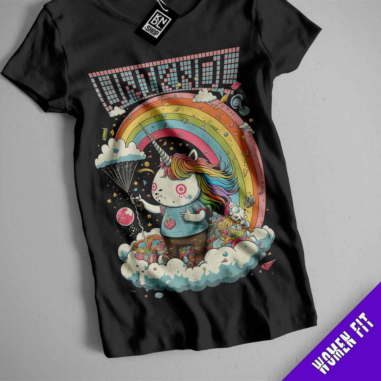 a t - shirt with a picture of a unicorn on it