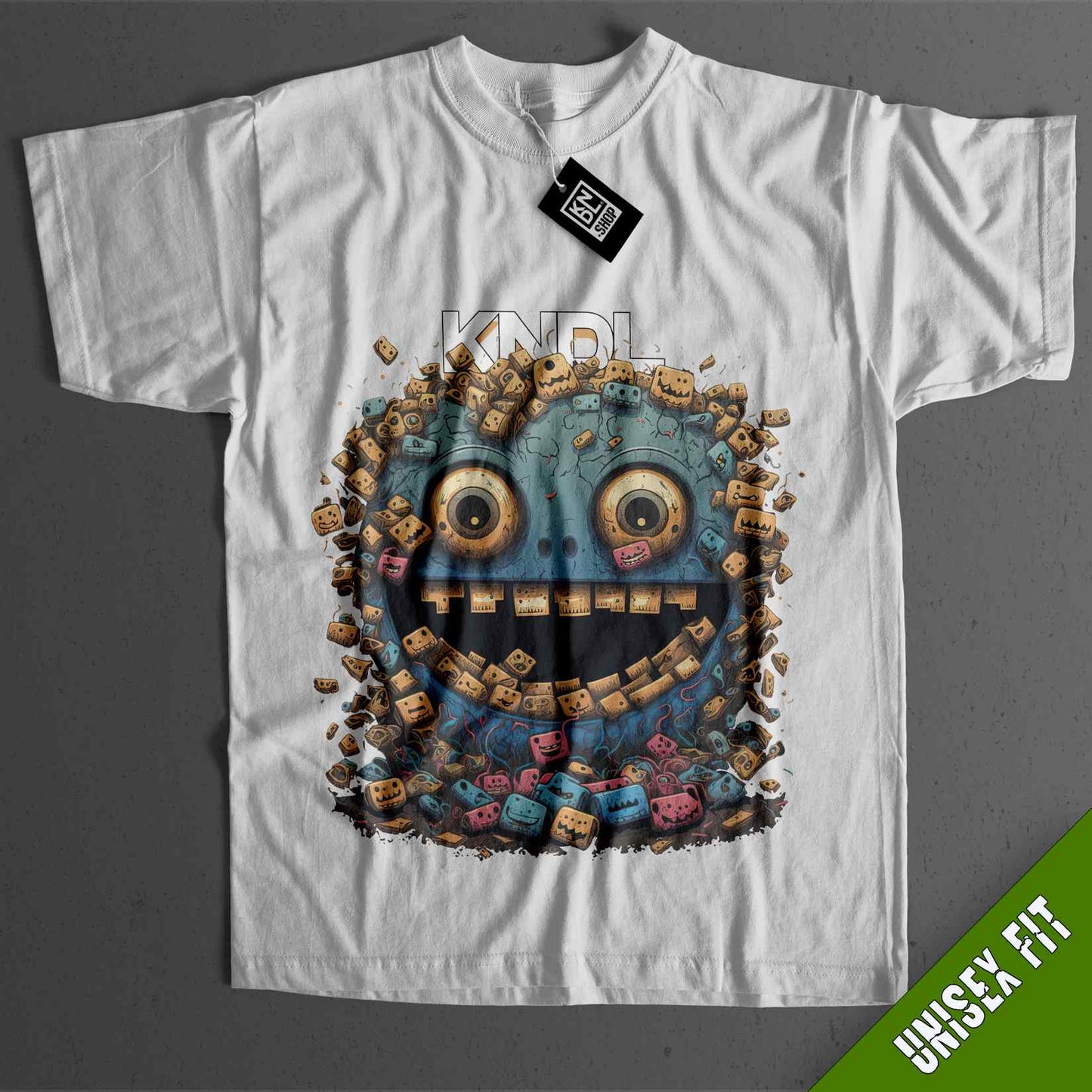 a t - shirt with an image of a smiling face