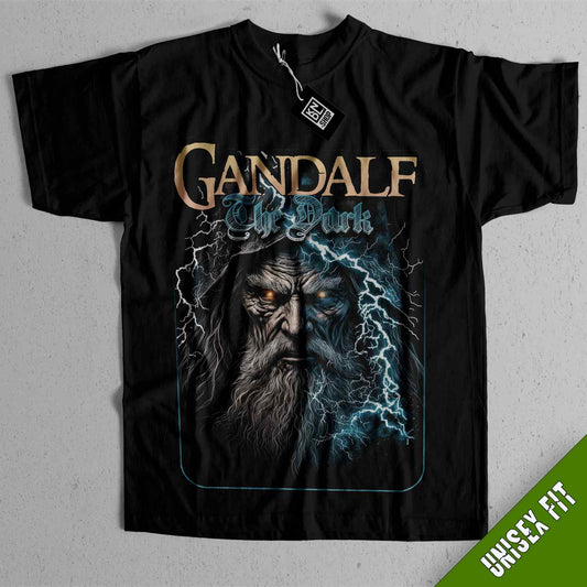 a black shirt with an image of gandale on it