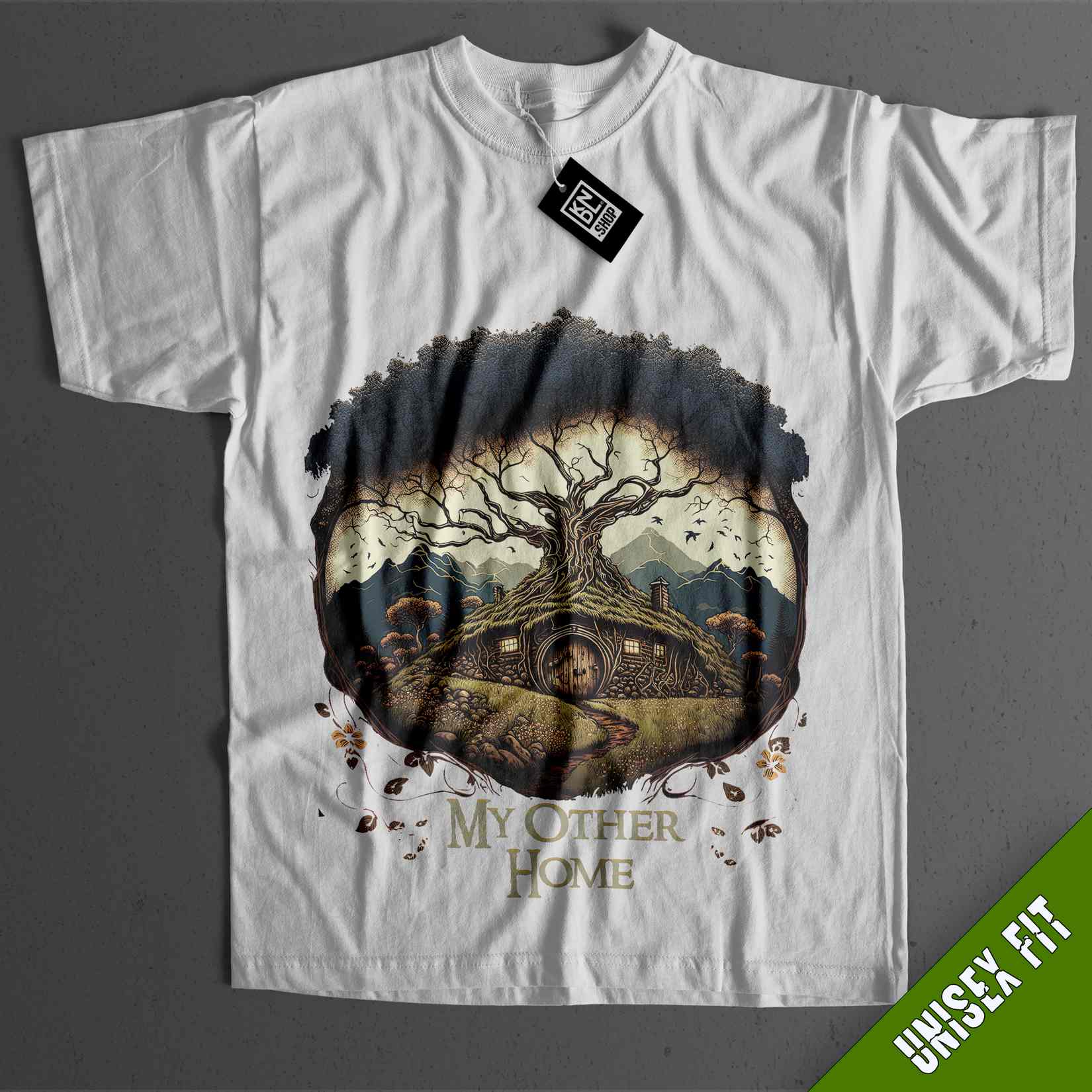 a white t - shirt with a picture of a tree on it