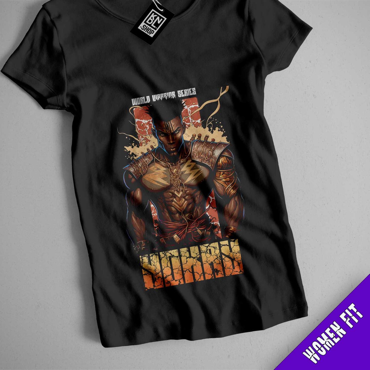 a black t - shirt with a picture of a wrestler on it