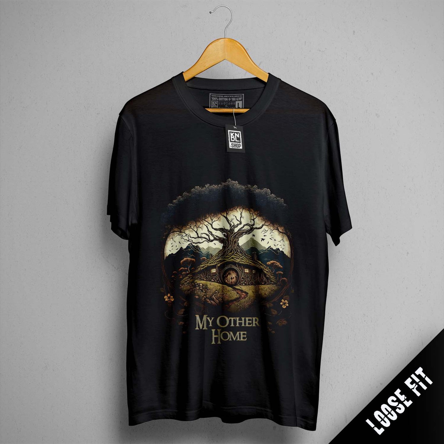 a black t - shirt with a picture of a tree and the words my other