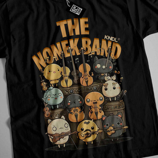 a black t - shirt with a bunch of cartoon characters on it