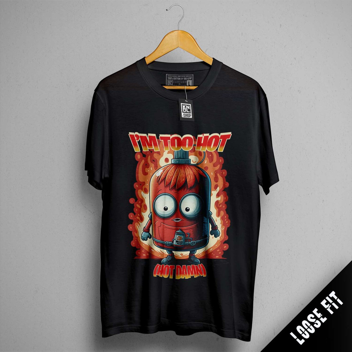 a black t - shirt with a cartoon character on it