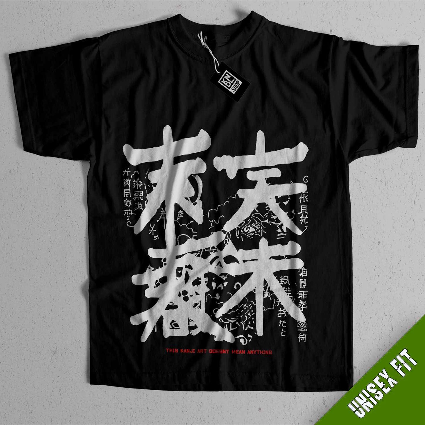 a black t - shirt with chinese characters on it