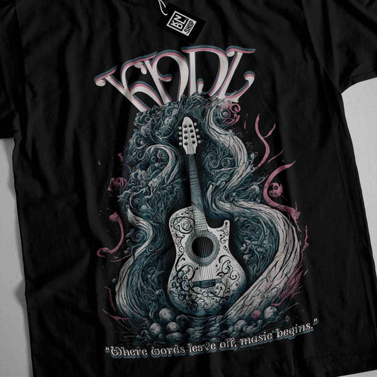 a black shirt with a guitar on it