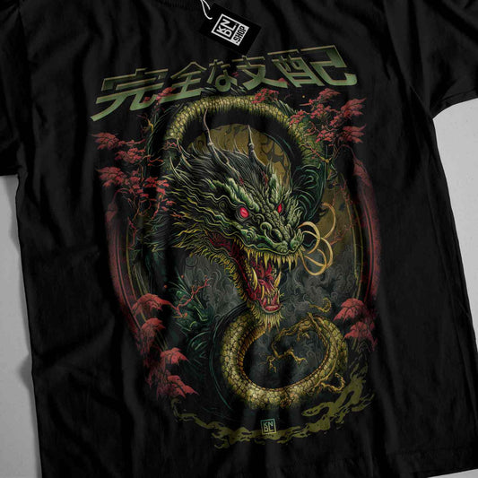 a black t - shirt with a dragon on it
