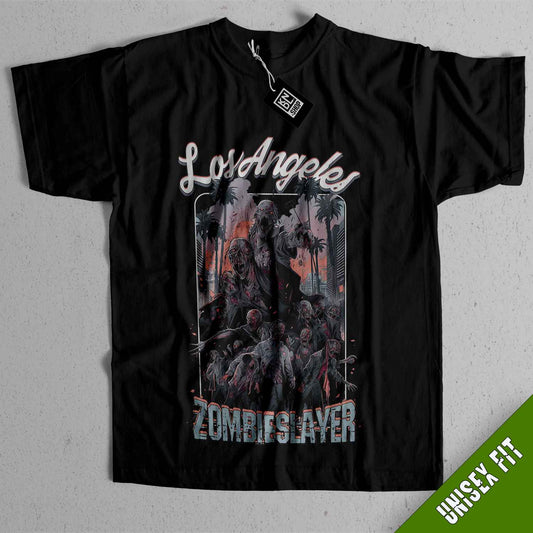 a black t - shirt with an image of zombies on it
