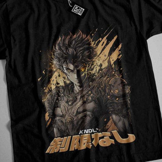a black t - shirt with a picture of an anime character