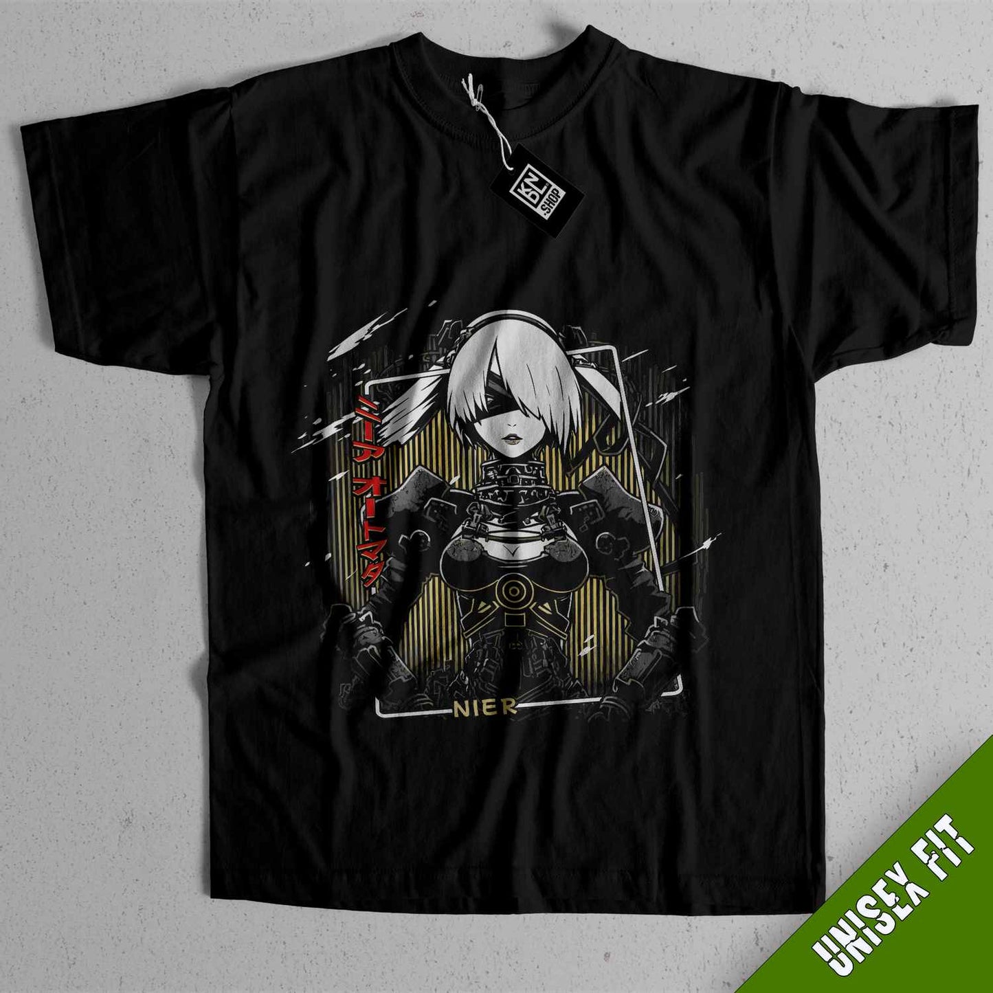 a black t - shirt with a picture of an anime character