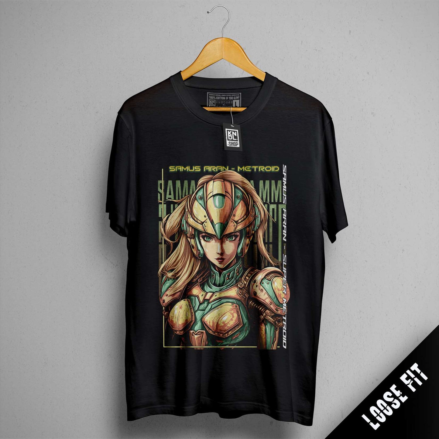 a t - shirt with a picture of a woman holding a sword