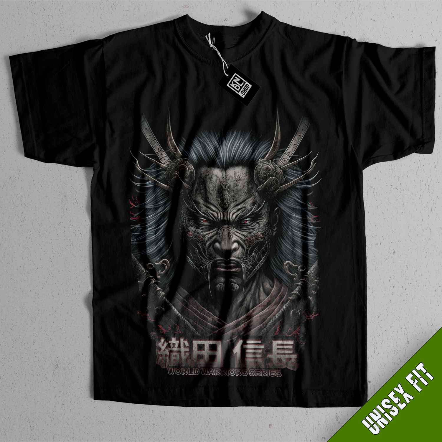 a black t - shirt with an image of a demon on it