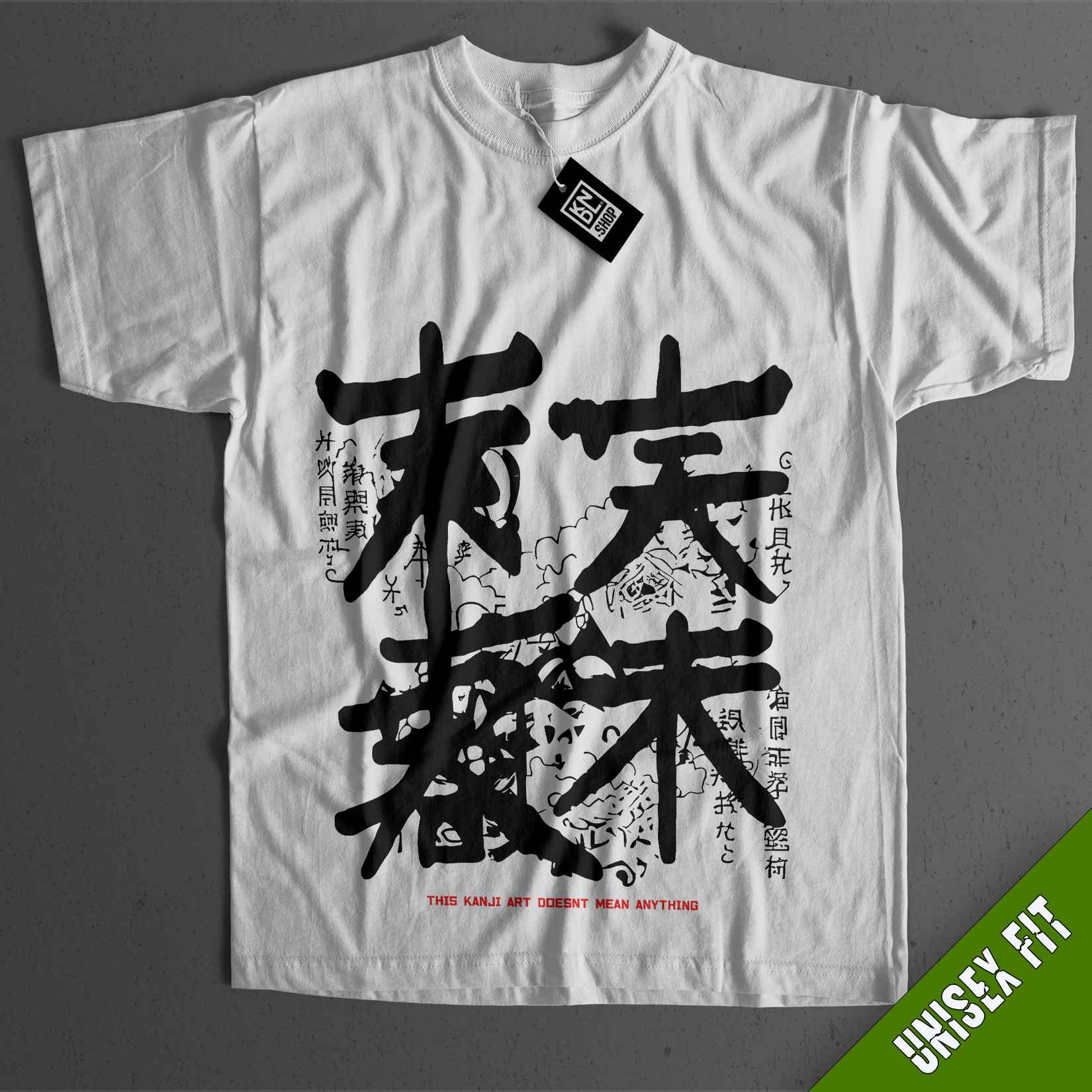 a white t - shirt with chinese characters on it