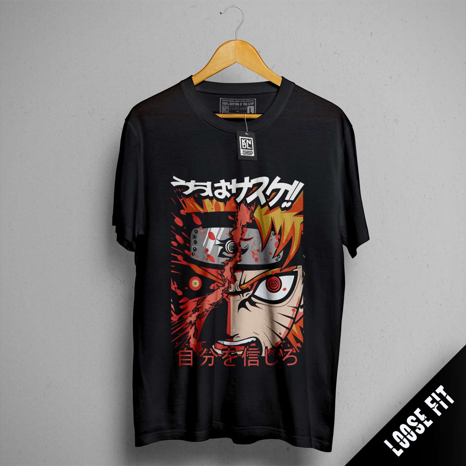 a black t - shirt with a picture of an anime character on it