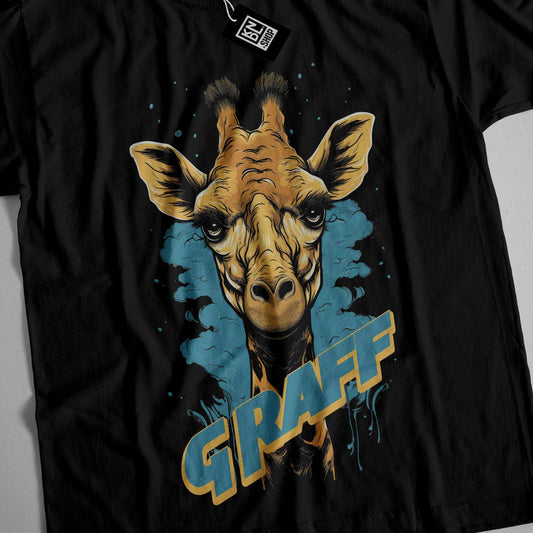 a t - shirt with a picture of a giraffe on it